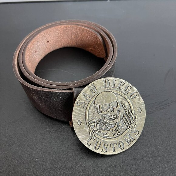 Harley Davidson - SAN DIEGO CUSTOMS Leather Belt - Hand Made in the USA - Picture 1 of 10